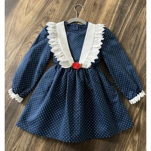 Vintage Girls‎ Evy Polkadot Dress Red White Blue -size 5